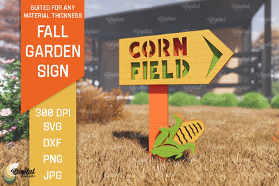 Fall Garden Stake Laser Cut. Autumn Garden Signs SVG Design SVG Evgenyia Guschina 
