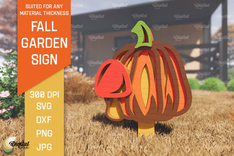 Fall Garden Stakes Laser Cut Bundle. Garden Signs SVG Design SVG Evgenyia Guschina 
