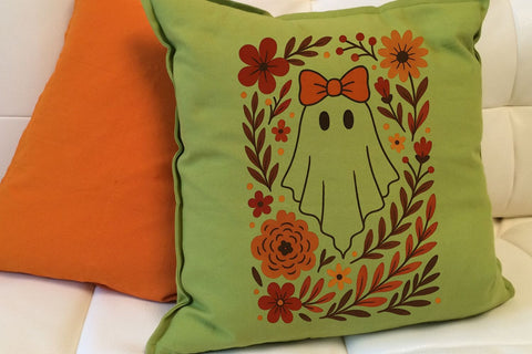 Fall Ghost Boho Halloween PNG| Boho Floral Fall Sublimation Png. Sublimation CosmosFineArt 