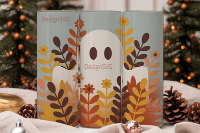 Fall Ghost Tumbler Wrap PNG Sublimation DesignSVG 