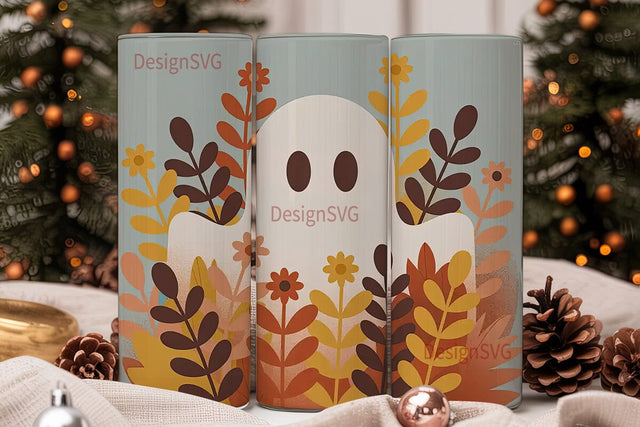 Fall Ghost Tumbler Wrap PNG Sublimation DesignSVG 