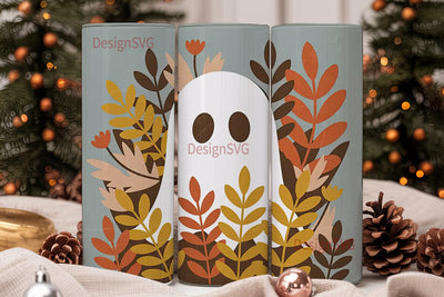 Fall Ghost Tumbler Wrap PNG Sublimation DesignSVG 