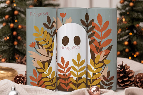 Fall Ghost Tumbler Wrap PNG Sublimation DesignSVG 