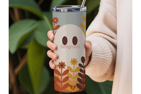 Fall Ghost Tumbler Wrap PNG Sublimation DesignSVG 
