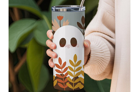 Fall Ghost Tumbler Wrap PNG Sublimation DesignSVG 