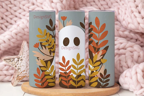 Fall Ghost Tumbler Wrap PNG Sublimation DesignSVG 