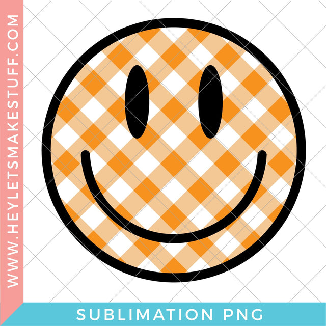 Fall Gingham Happy Face - Sublimation Sublimation Hey Let's Make Stuff 