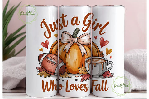 Fall Girl Pumpkin Spice Tumbler Wrap Sublimation PixelChick 