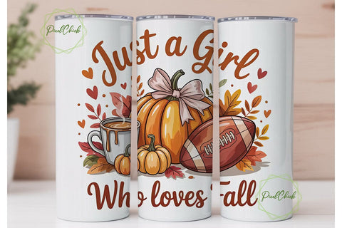 Fall Girl Pumpkin Spice Tumbler Wrap Sublimation PixelChick 