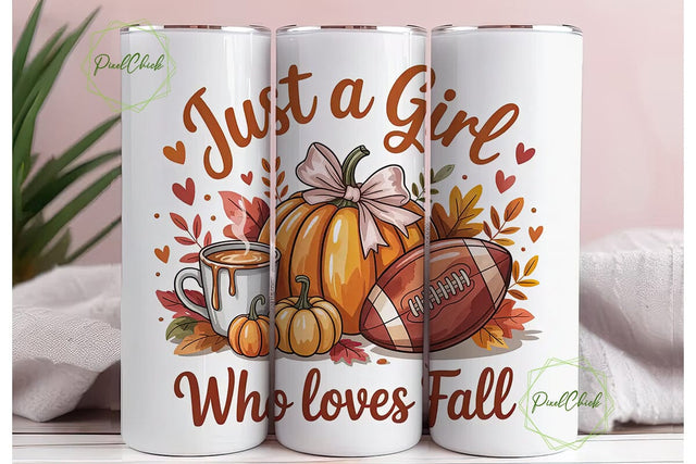 Fall Girl Pumpkin Spice Tumbler Wrap Sublimation PixelChick 