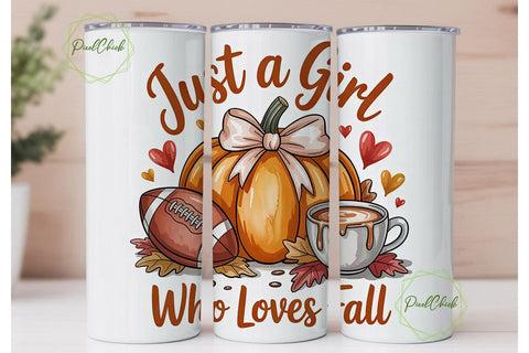 Fall Girl Pumpkin Spice Tumbler Wrap Sublimation PixelChick 