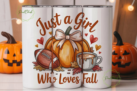 Fall Girl Pumpkin Spice Tumbler Wrap Sublimation PixelChick 