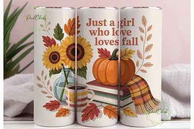 Fall Girl Tumbler Design Sublimation PixelChick 