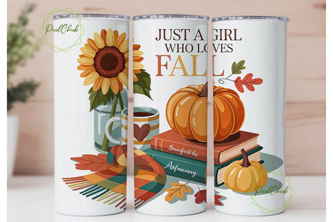 Fall Girl Tumbler Design Sublimation PixelChick 