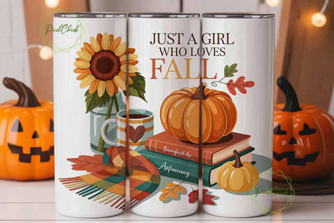 Fall Girl Tumbler Design Sublimation PixelChick 