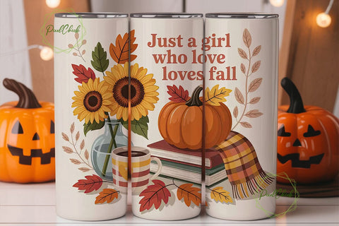 Fall Girl Tumbler Design Sublimation PixelChick 