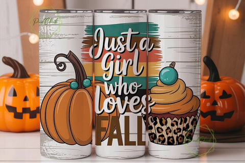Fall Girl Tumbler Wrap PNG Sublimation PixelChick 