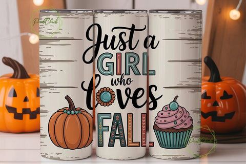 Fall Girl Tumbler Wrap PNG Sublimation PixelChick 