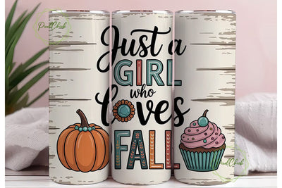 Fall Girl Tumbler Wrap PNG Sublimation PixelChick 