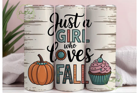 Fall Girl Tumbler Wrap PNG Sublimation PixelChick 
