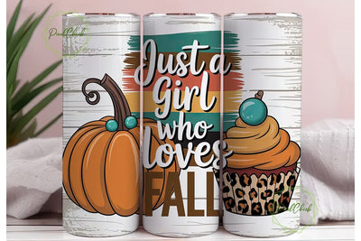 Fall Girl Tumbler Wrap PNG Sublimation PixelChick 