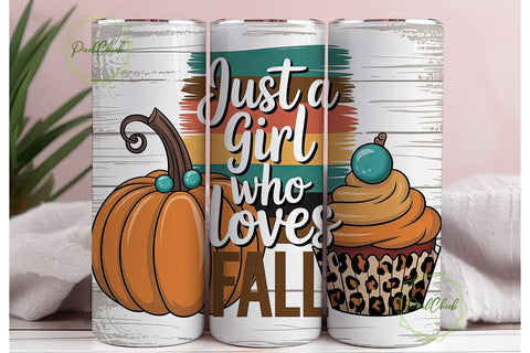 Fall Girl Tumbler Wrap PNG Sublimation PixelChick 