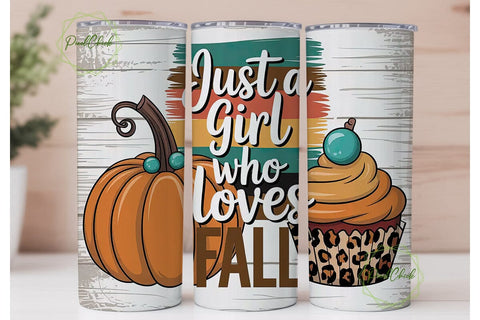 Fall Girl Tumbler Wrap PNG Sublimation PixelChick 