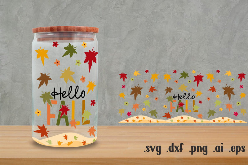 Fall Glass Can Wrap 16Oz | Autumn Glass Can Wrap 16Oz - So Fontsy