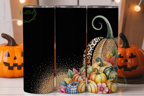 Fall Glitter Pumpkin Tumbler Wrap Sublimation PixelChick 