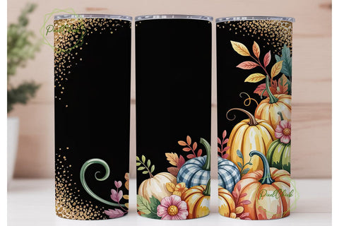Fall Glitter Pumpkin Tumbler Wrap Sublimation PixelChick 