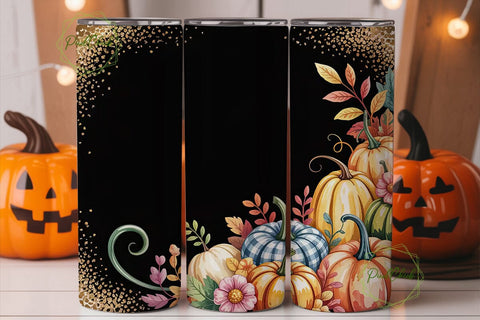 Fall Glitter Pumpkin Tumbler Wrap Sublimation PixelChick 