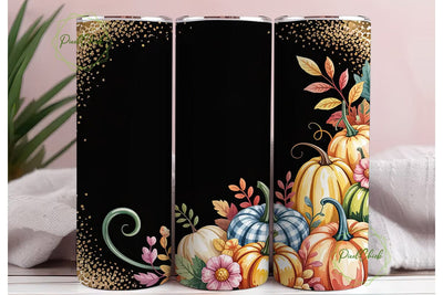 Fall Glitter Pumpkin Tumbler Wrap Sublimation PixelChick 