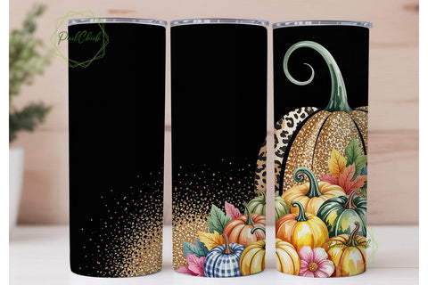 Fall Glitter Pumpkin Tumbler Wrap Sublimation PixelChick 