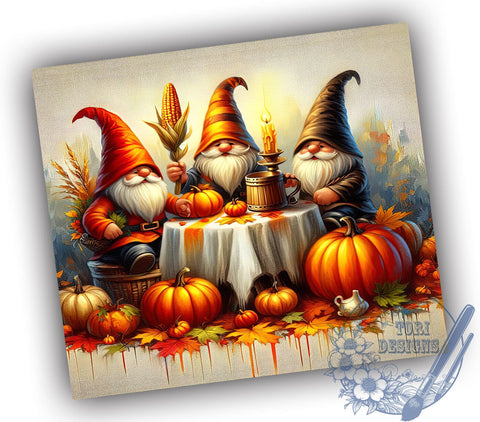 Fall Gnome 20oz Skinny Tumbler, Fall Vibes Tumbler Png, Straight & Tapered Tumbler Wrap, Instant Digital Download Sublimation ToriDesigns 