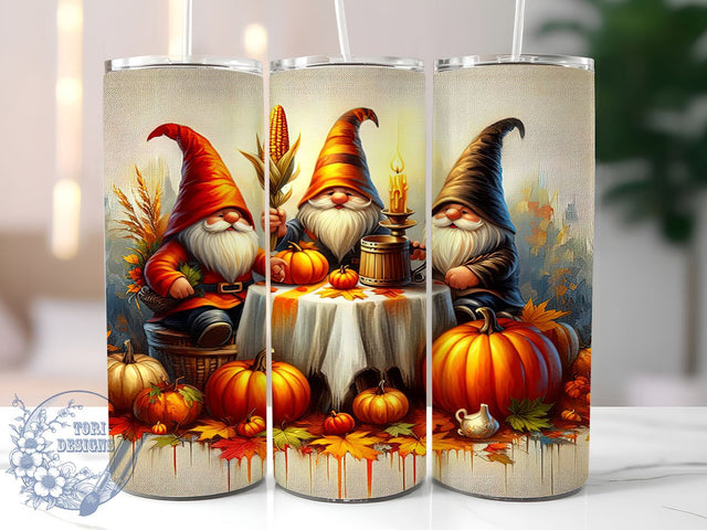 Fall Gnome 20oz Skinny Tumbler, Fall Vibes Tumbler Png, Straight & Tapered Tumbler Wrap, Instant Digital Download Sublimation ToriDesigns 
