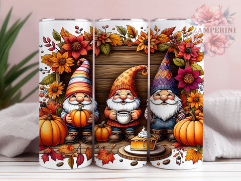 Fall Gnome 20oz Tumbler Wrap PNG, Thanksgiving Gnome Tumbler Png, Straight & Tapered Tumbler Wrap, Instant Digital Download Sublimation Li Zamperini 