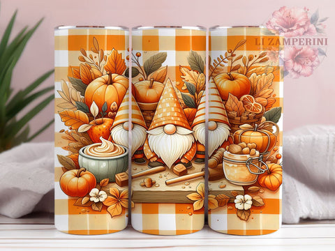 Fall Gnome 20oz Tumbler Wrap PNG, Thanksgiving Gnome Tumbler Png, Straight & Tapered Tumbler Wrap, Instant Digital Download Sublimation Li Zamperini 