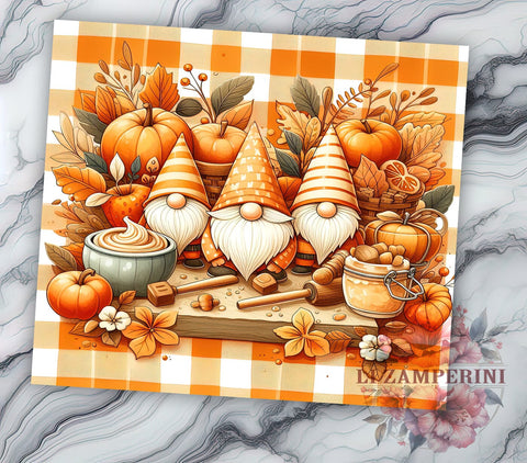 Fall Gnome 20oz Tumbler Wrap PNG, Thanksgiving Gnome Tumbler Png, Straight & Tapered Tumbler Wrap, Instant Digital Download Sublimation Li Zamperini 