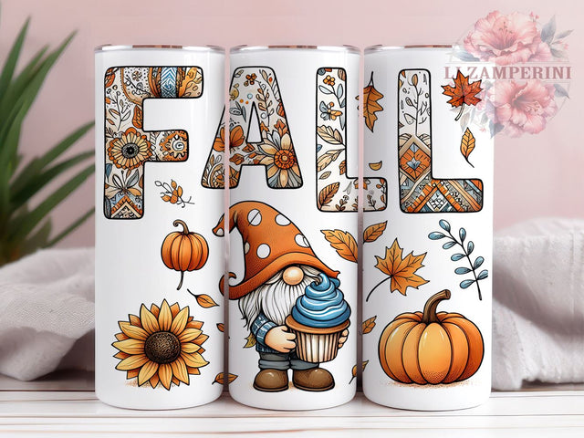 Fall Gnome 20oz Tumbler Wrap PNG, Thanksgiving Gnome Tumbler Png, Straight & Tapered Tumbler Wrap, Instant Digital Download Sublimation Li Zamperini 