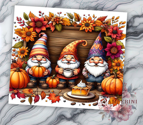 Fall Gnome 20oz Tumbler Wrap PNG, Thanksgiving Gnome Tumbler Png, Straight & Tapered Tumbler Wrap, Instant Digital Download Sublimation Li Zamperini 