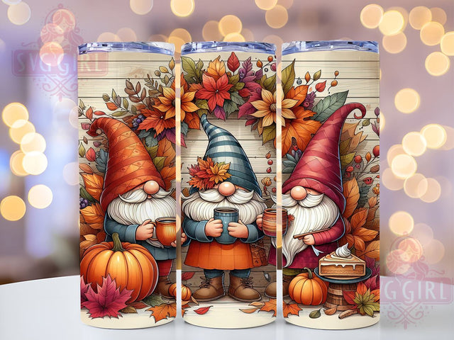 Fall Gnome 20oz Tumbler Wrap, Straight Tapered Tumbler Wrap, Thanksgiving Gnome Tumbler Png, Instant Digital Download Sublimation SvggirlplusArt 