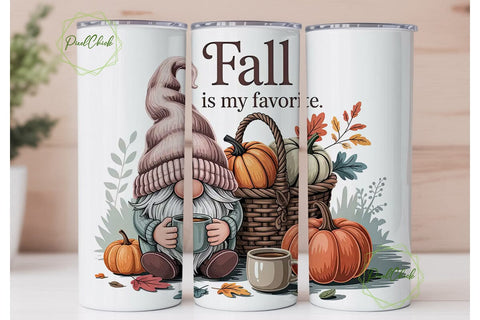 Fall Gnome 20oz Tumbler Wrap Sublimation PixelChick 