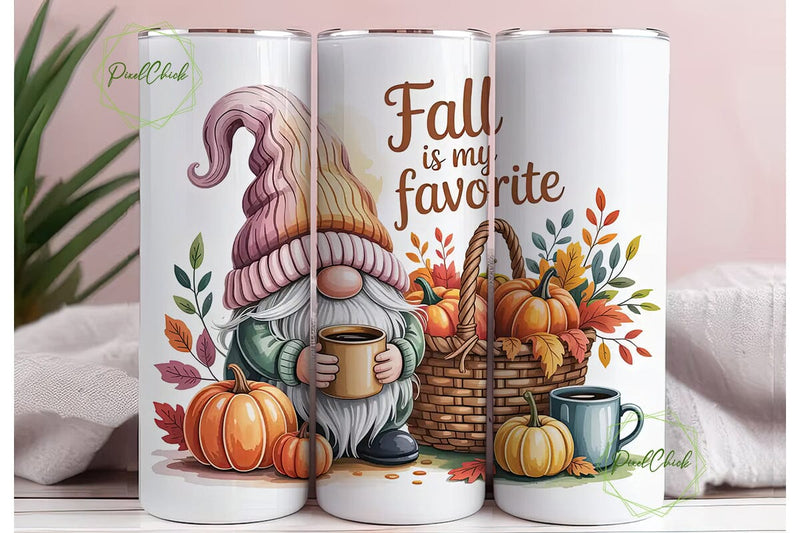 Fall Gnome 20oz Tumbler Wrap Sublimation PixelChick 