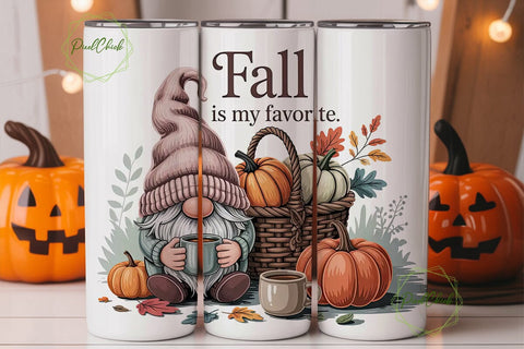 Fall Gnome 20oz Tumbler Wrap Sublimation PixelChick 
