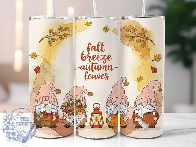 Fall Gnome Autumn Leaves Breeze Tumbler, Autumn Leaves Wrap, Fall Breeze Cup, Gnome Sublimation Design, 20oz Fall Tumbler, Autumn Vibes Tumbler, Cute Fall Mug Sublimation ToriDesigns 