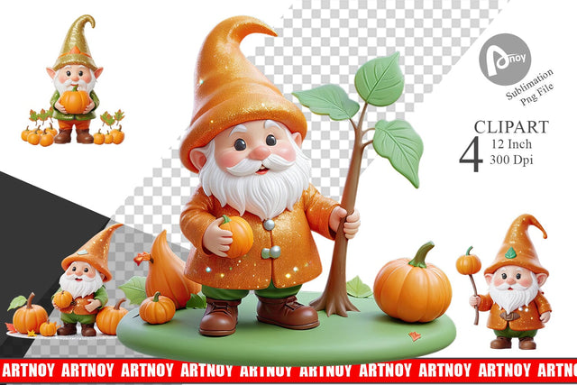 Fall Gnome Clipart Sublimation artnoy 