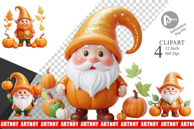 Fall Gnome Clipart Sublimation artnoy 