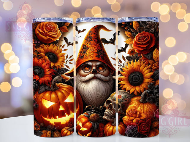 Fall Gnome Floral Pumpkin Tumbler, Floral Pumpkin Cup, Halloween Gnome Wrap, 20Oz Sublimation Design, Autumn Harvest Drinkware, Rustic Fall Tumbler, Cozy Seasonal Mug Sublimation SvggirlplusArt 