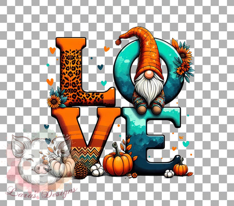 Fall Gnome PNG, Hello Fall, Autumn Decor, Sublimation Design, Digital Download, Love Gnome, Fall Art, Seasonal Craft Sublimation Lara' s Designs 
