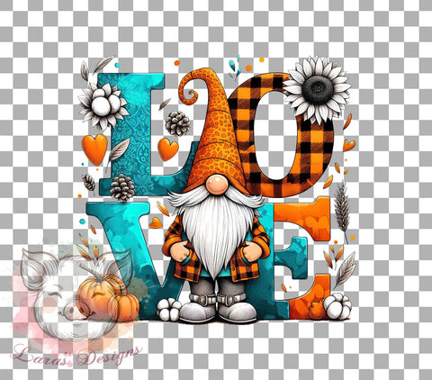 Fall Gnome PNG, Hello Fall, Autumn Decor, Sublimation Design, Digital Download, Love Gnome, Fall Art, Seasonal Craft Sublimation Lara' s Designs 